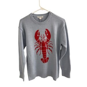 Mighty Fine Womens Lobster Graphic Crewneck Sweater Light Blue Red Small NWT